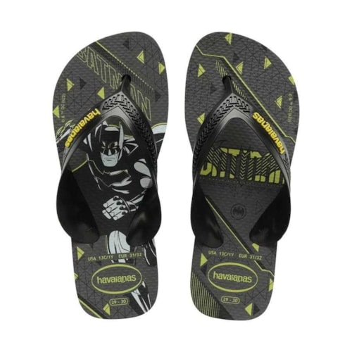 Sandalia Havaianas Chinelo Kids Max Herois Preto/Amarelo