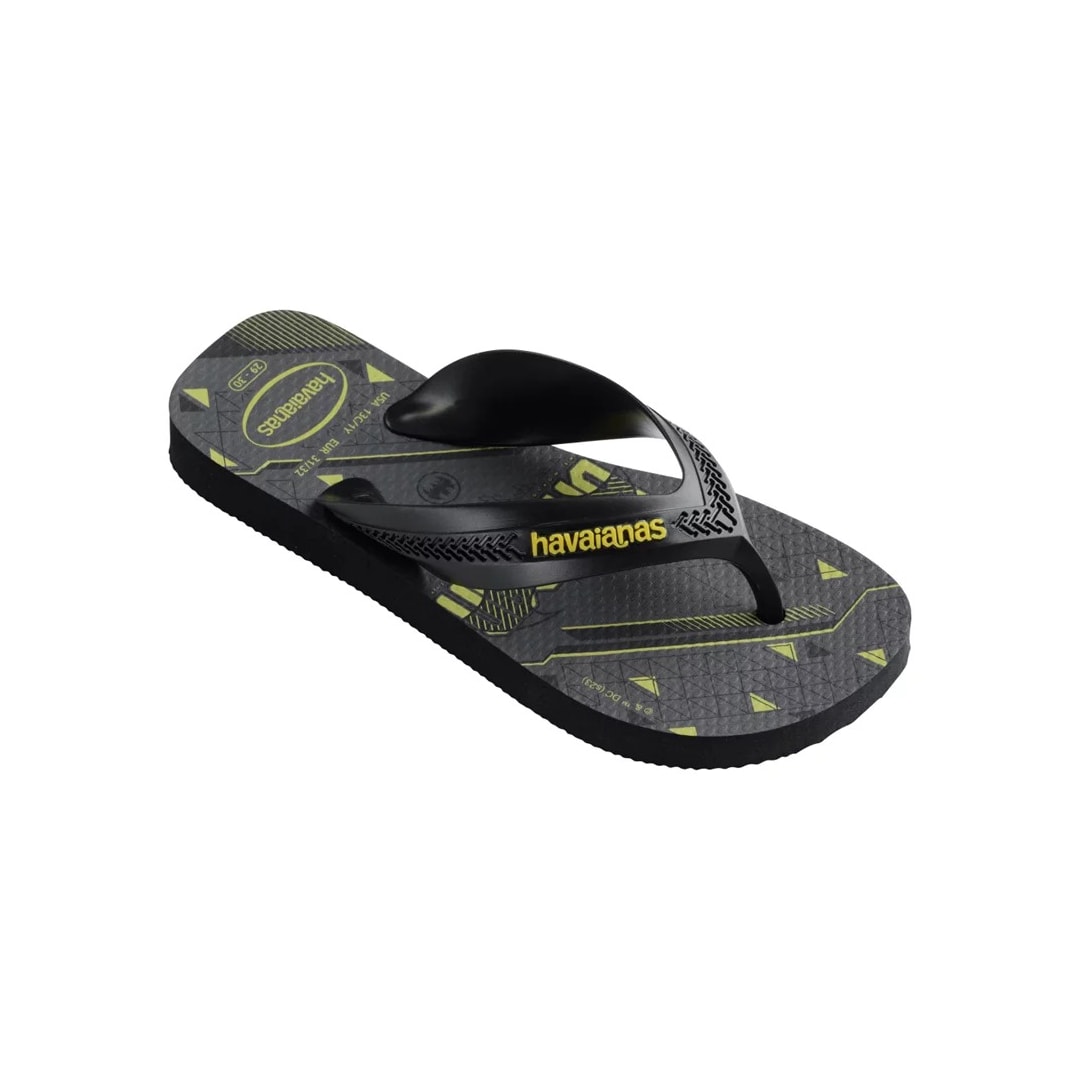 Sandália Havaianas Chinelo Kids Max Herois Preto/Amarelo Sandália Havaianas Chinelo Kids Max Herois Preto/Amarelo