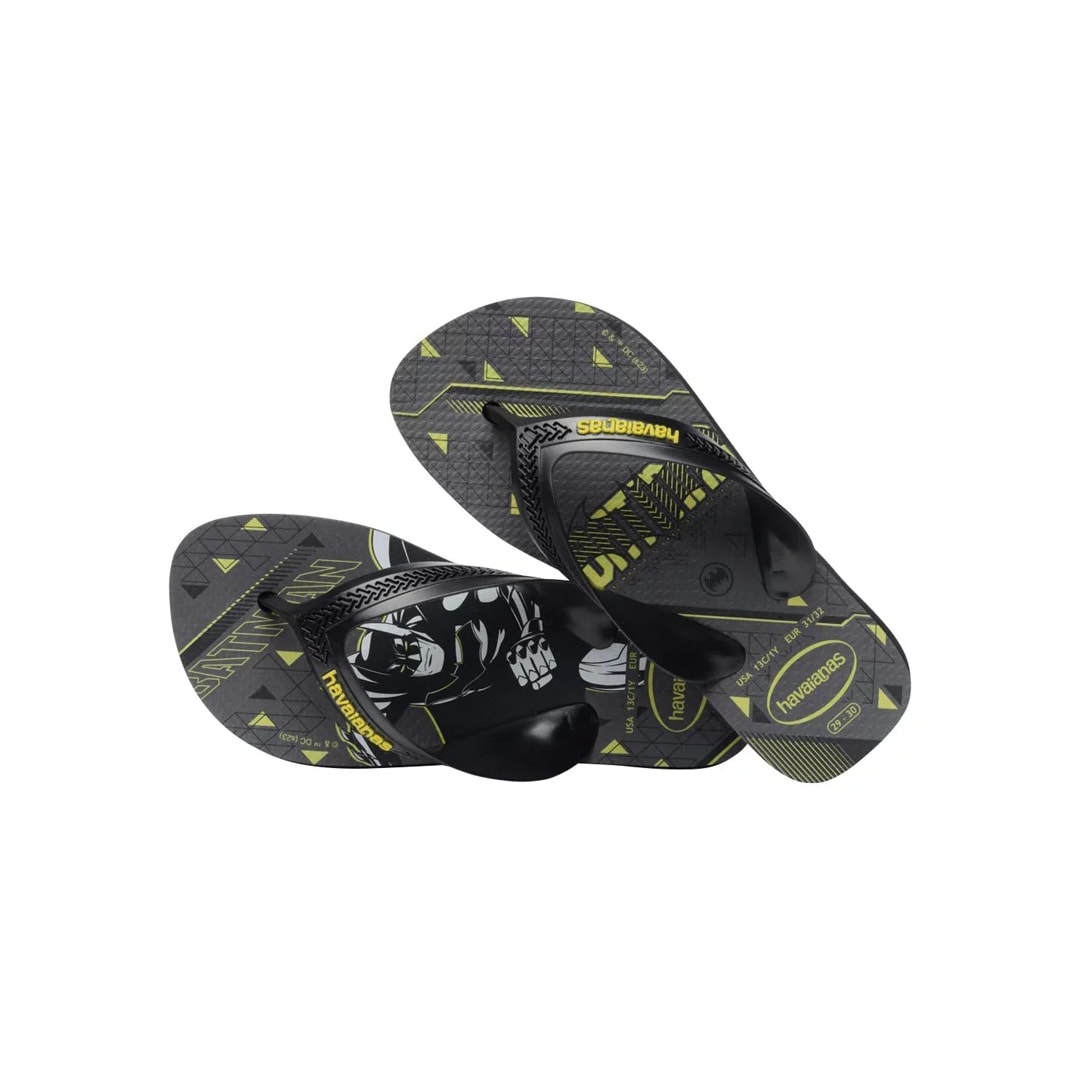 Sandália Havaianas Chinelo Kids Max Herois Preto/Amarelo