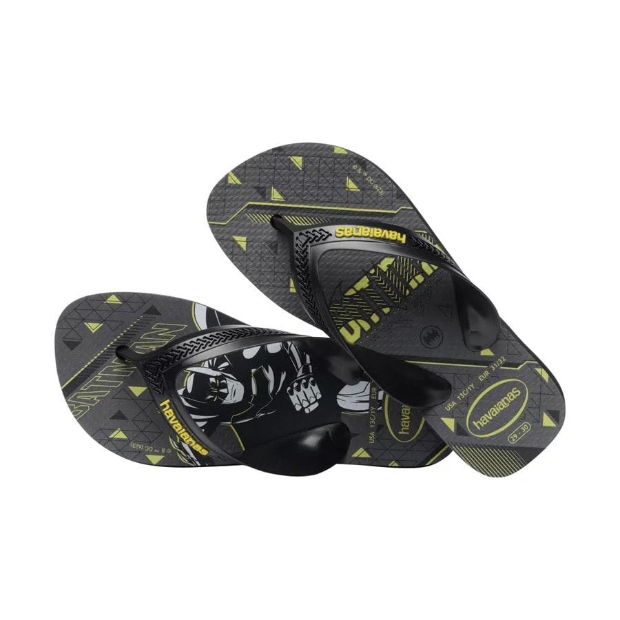 Sandália Havaianas Chinelo Kids Max Herois Preto/Amarelo Sandália Havaianas Chinelo Kids Max Herois Preto/Amarelo