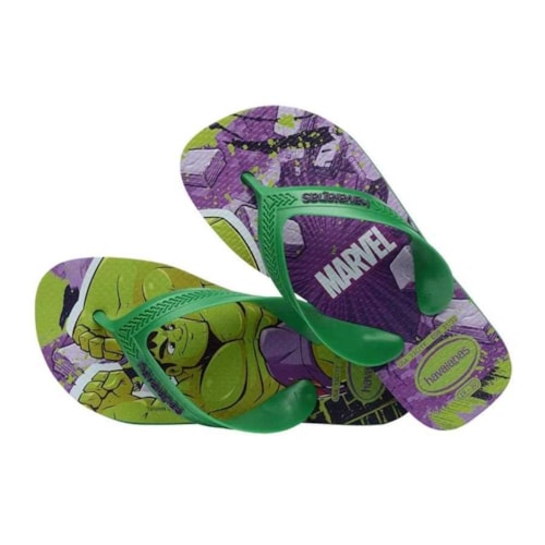 Sandalia Havaianas Chinelo Kids Max Marvel Verde Patria