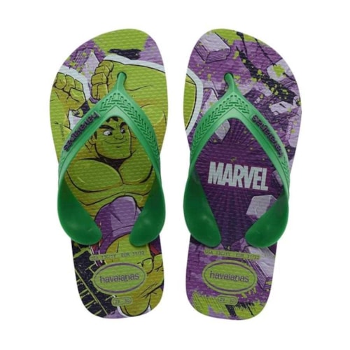 Sandalia Havaianas Chinelo Kids Max Marvel Verde Patria