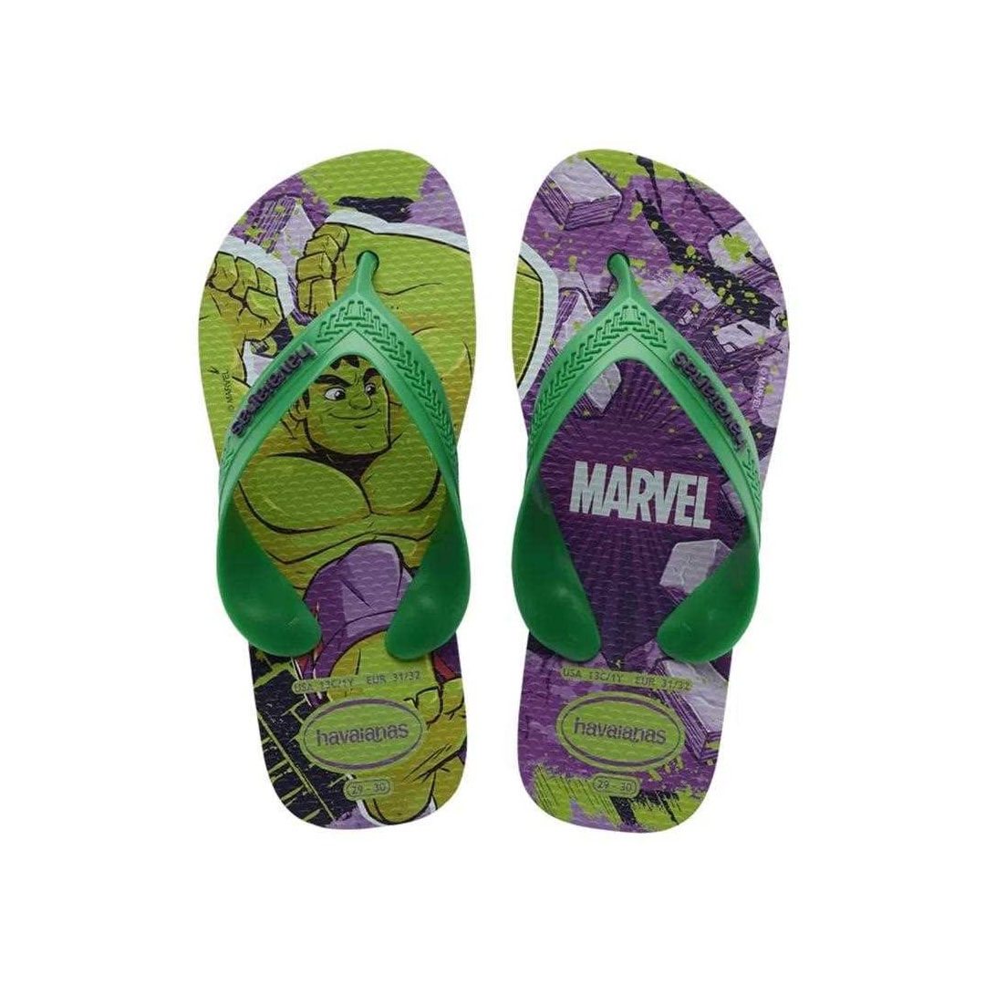 Sandália Havaianas Chinelo Kids Max Marvel Verde Patria