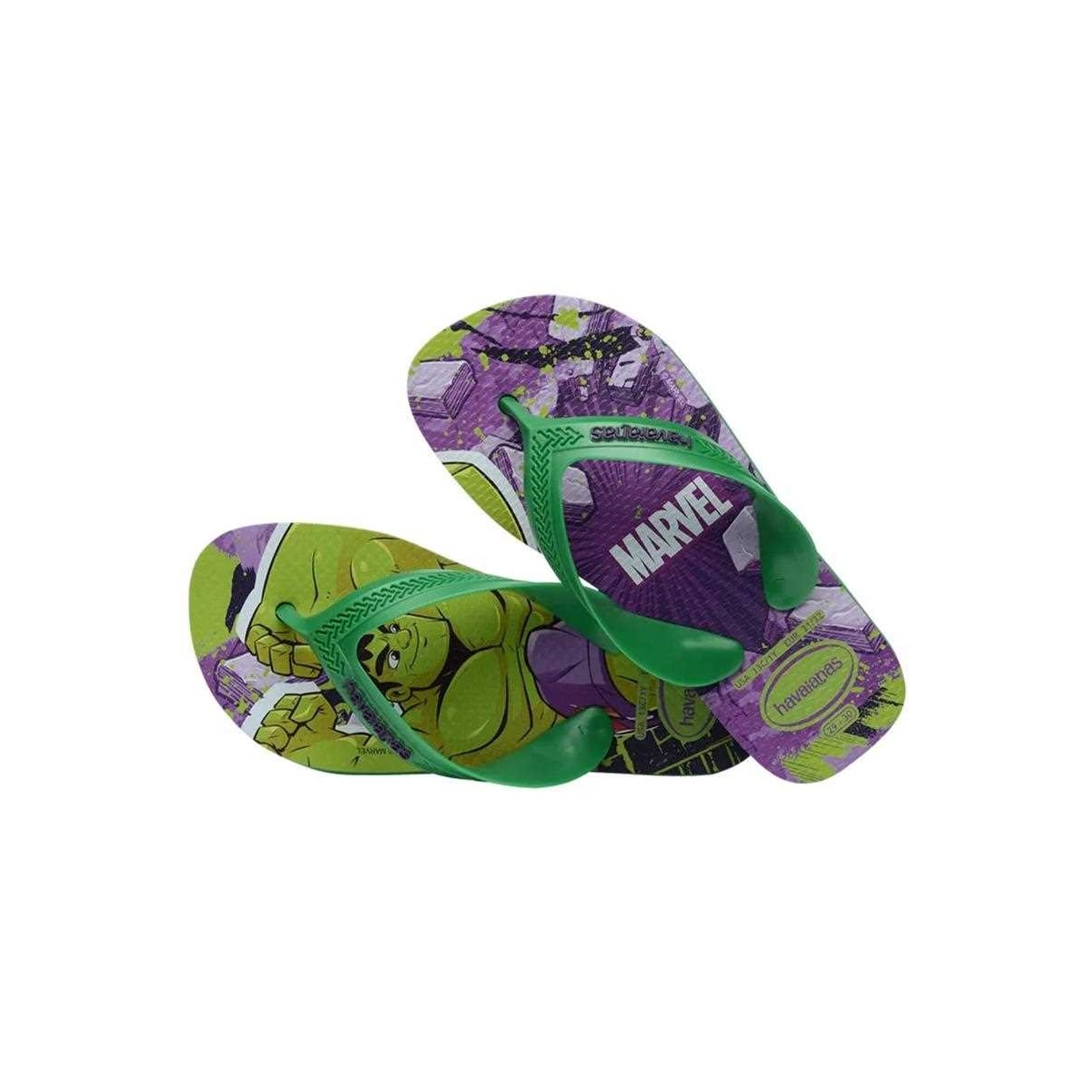 Sandália Havaianas Chinelo Kids Max Marvel Verde Patria