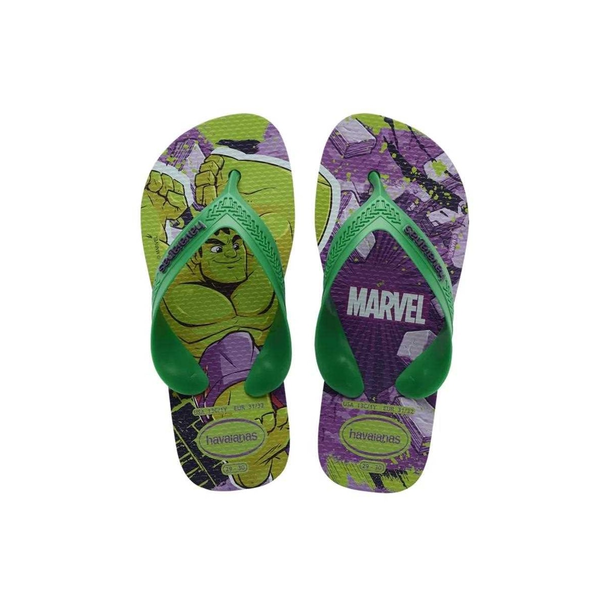 Sandália Havaianas Chinelo Kids Max Marvel Verde Patria Sandália Havaianas Chinelo Kids Max Marvel Verde Patria