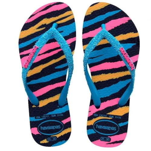 Sandalia Havaianas Chinelo Kids Menina Glitter Ii Marinho/Turquesa