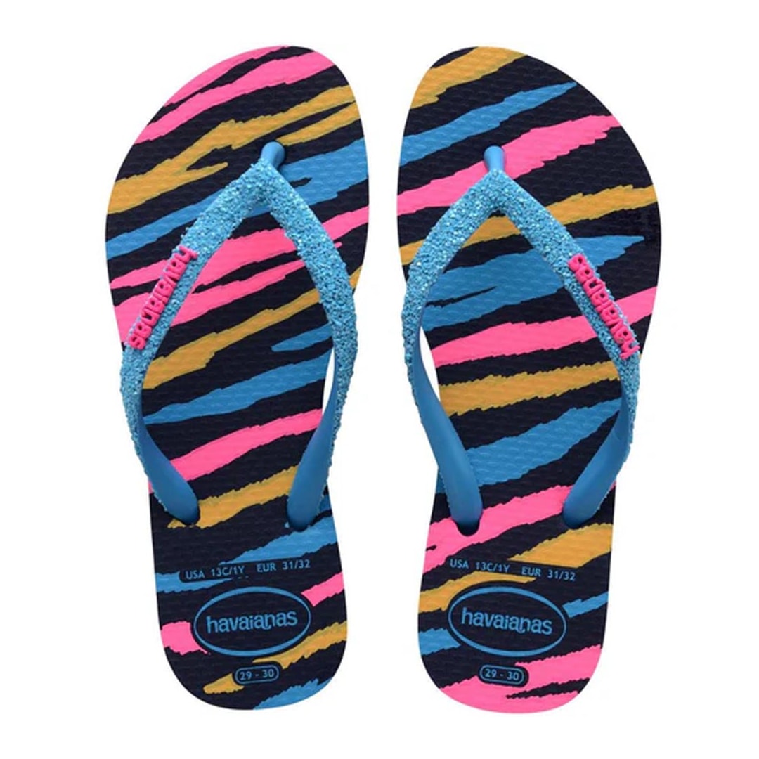 Sandália Havaianas Chinelo Kids Menina Glitter Ii Marinho/Turquesa