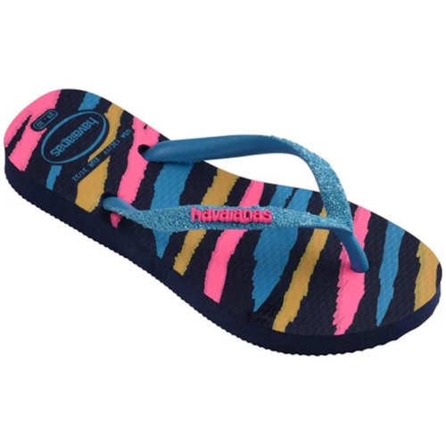 Detalhe - Sandália Havaianas Chinelo Kids Menina Glitter Ii Marinho/Turquesa