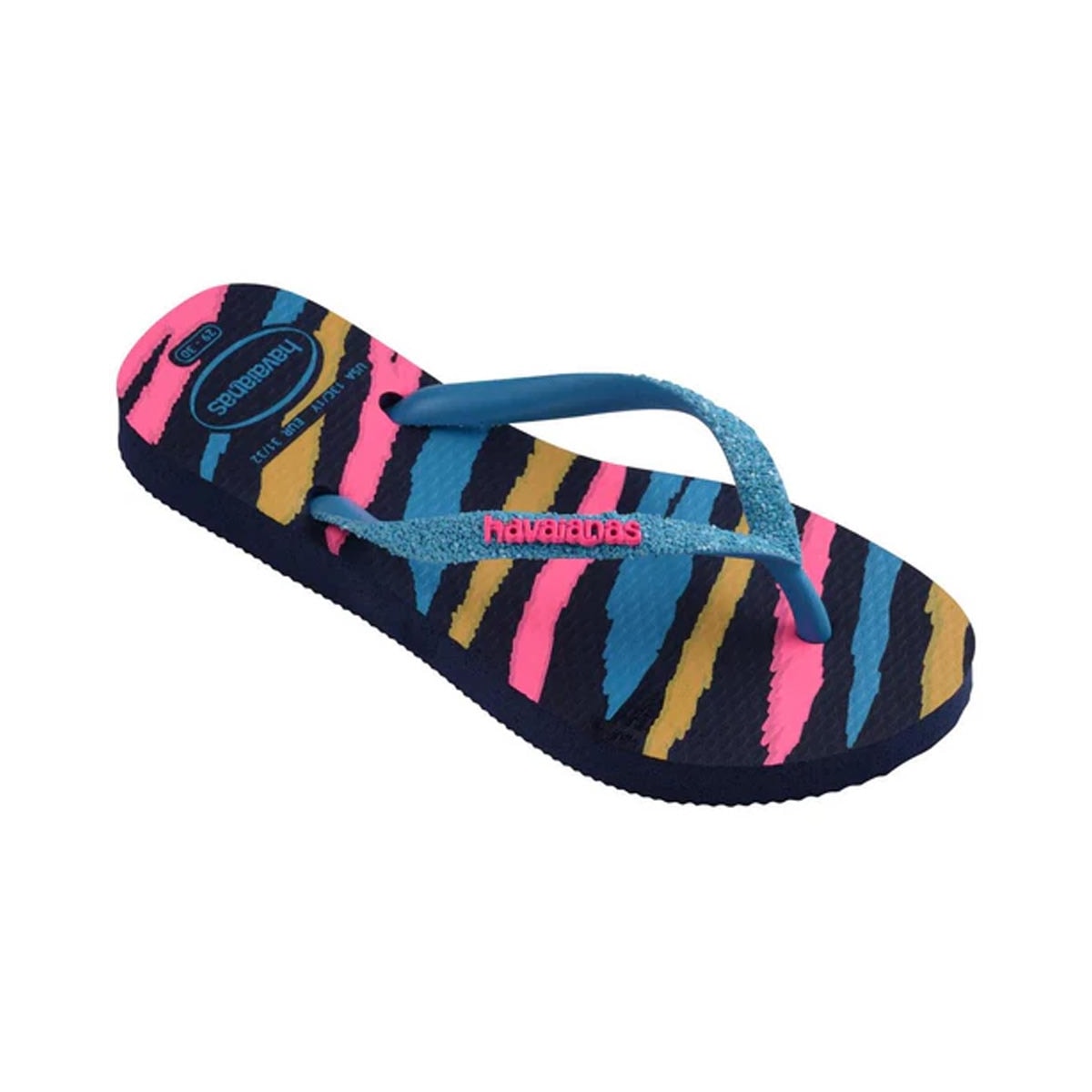Sandália Havaianas Chinelo Kids Menina Glitter Ii Marinho/Turquesa Sandália Havaianas Chinelo Kids Menina Glitter Ii Marinho/Turquesa
