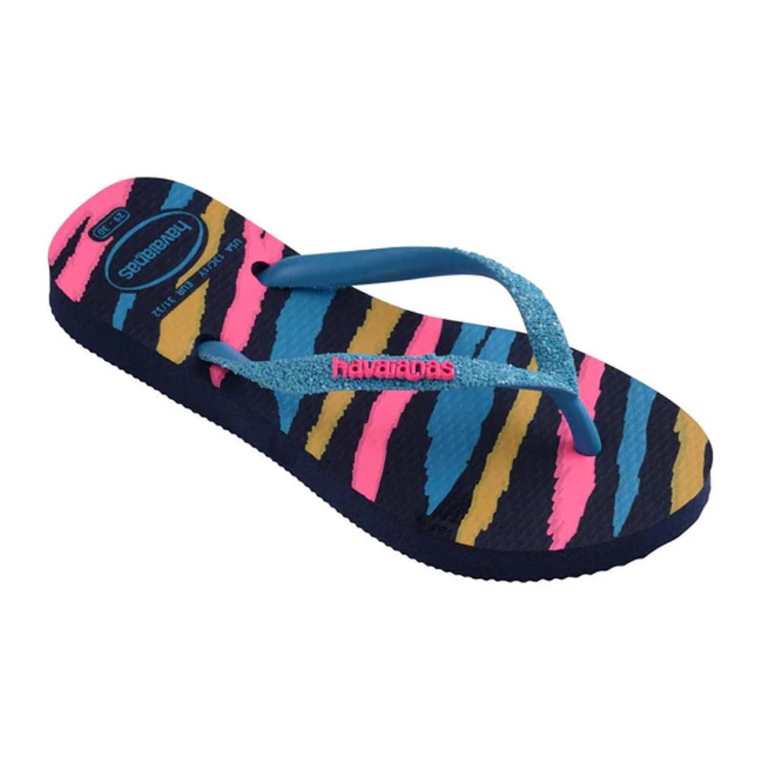 Sandália Havaianas Chinelo Kids Menina Glitter Ii Marinho/Turquesa