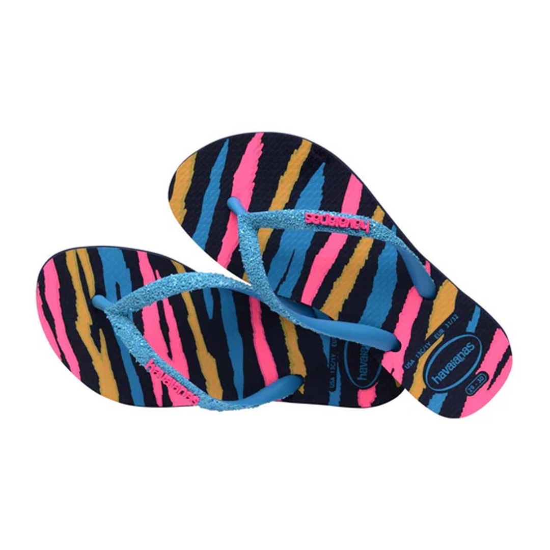 Sandália Havaianas Chinelo Kids Menina Glitter Ii Marinho/Turquesa