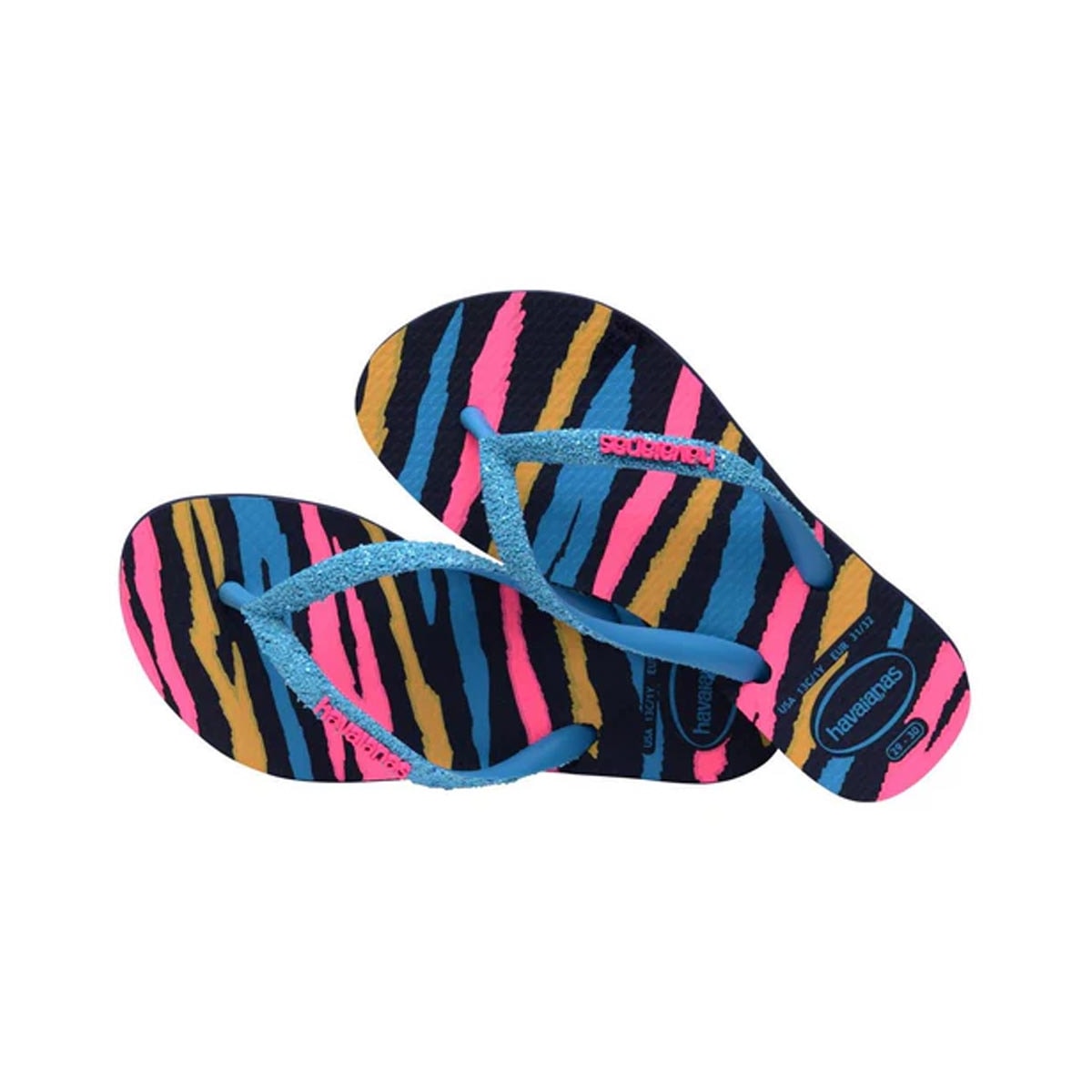 Sandália Havaianas Chinelo Kids Menina Glitter Ii Marinho/Turquesa