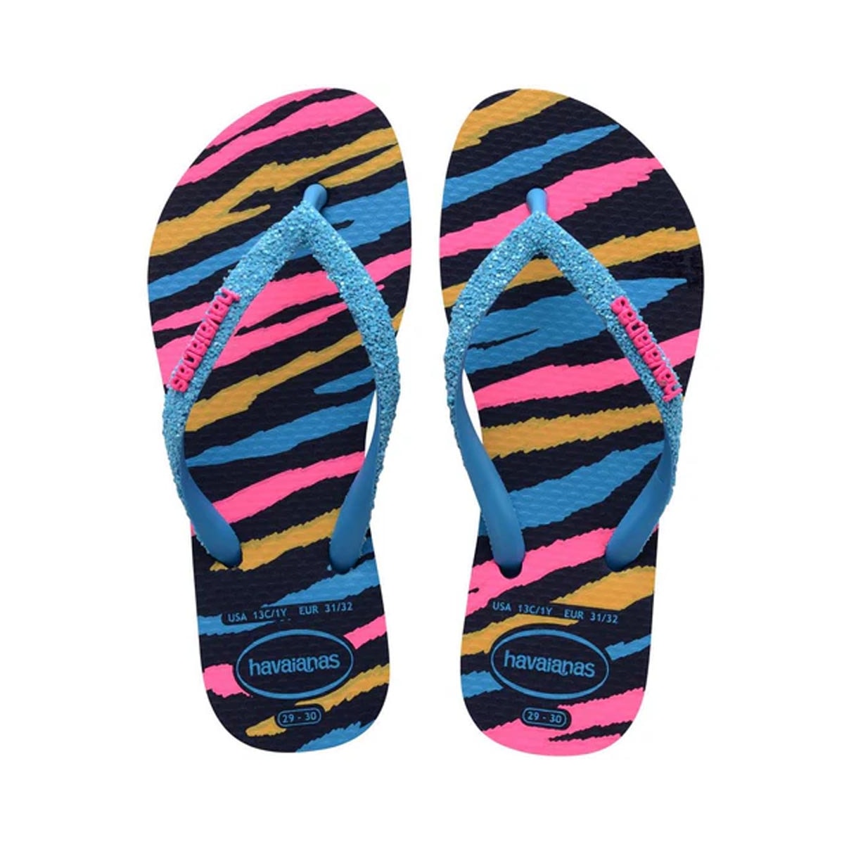 Sandália Havaianas Chinelo Kids Menina Glitter Ii Marinho/Turquesa Sandália Havaianas Chinelo Kids Menina Glitter Ii Marinho/Turquesa