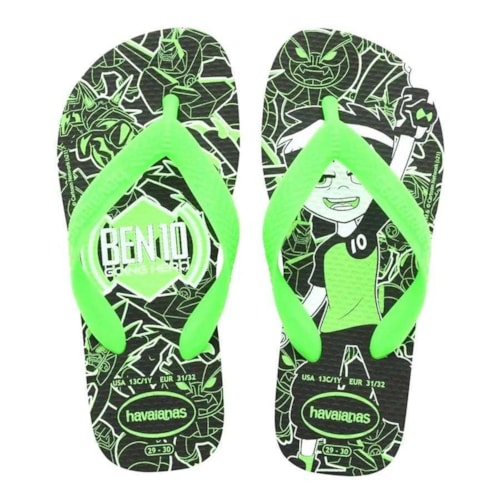 Sandalia Havaianas Chinelo Kids Menino Ben 10 Preto