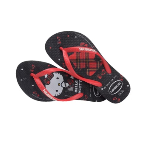 Sandalia Havaianas Chinelo Kids Slim Hello Kitty Preto