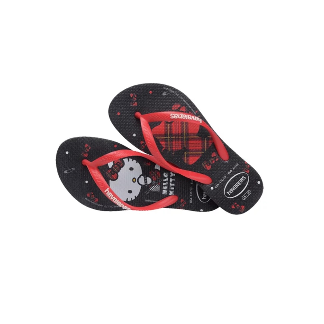 Sandália Havaianas Chinelo Kids Slim Hello Kitty Preto