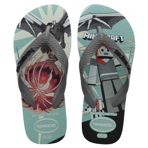 Sandalia Havaianas Chinelo Kids Top Minecraft Azul