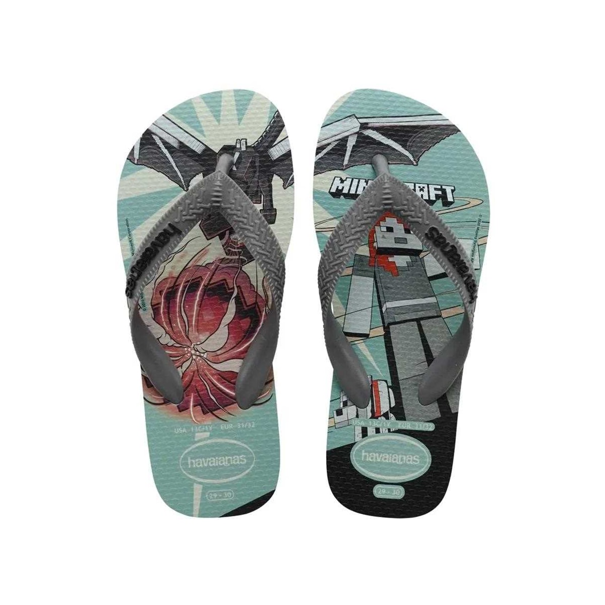 Sandália Havaianas Chinelo Kids Top Minecraft Azul Sandália Havaianas Chinelo Kids Top Minecraft Azul