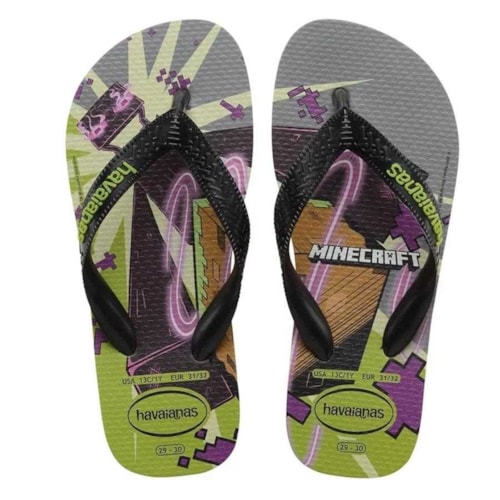 Sandalia Havaianas Chinelo Kids Top Minecraft Oliva