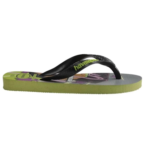 Detalhe - Sandália Havaianas Chinelo Kids Top Minecraft Oliva