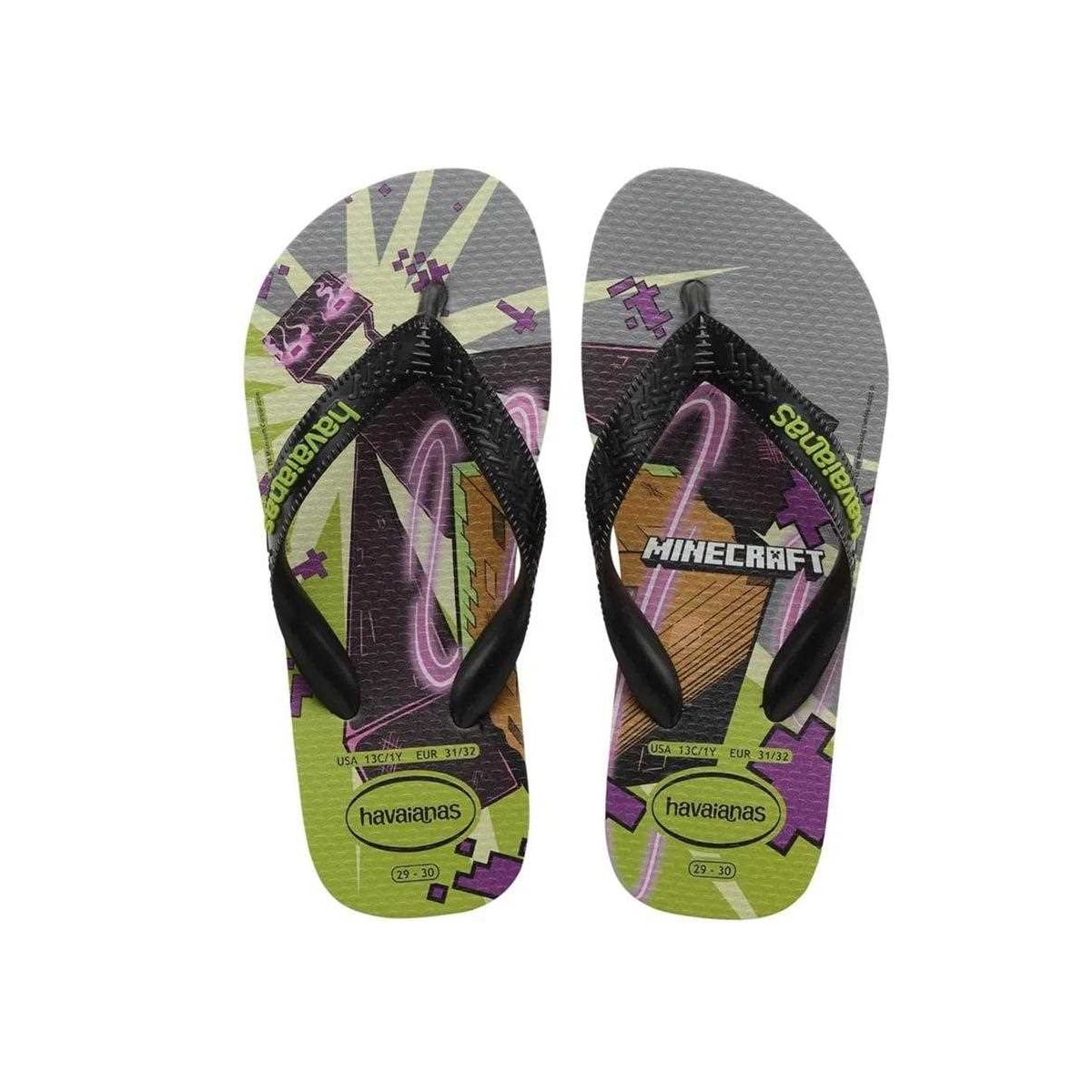 Sandália Havaianas Chinelo Kids Top Minecraft Oliva Sandália Havaianas Chinelo Kids Top Minecraft Oliva