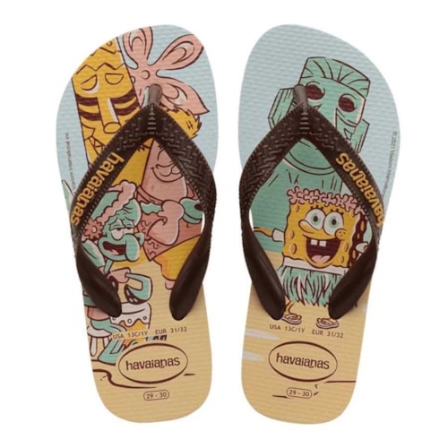 Sandalia Havaianas Chinelo Kids Top Spongebob Dourado