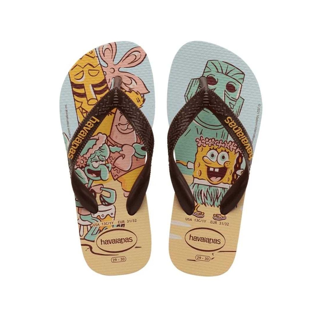 Sandália Havaianas Chinelo Kids Top Spongebob Dourado Sandália Havaianas Chinelo Kids Top Spongebob Dourado