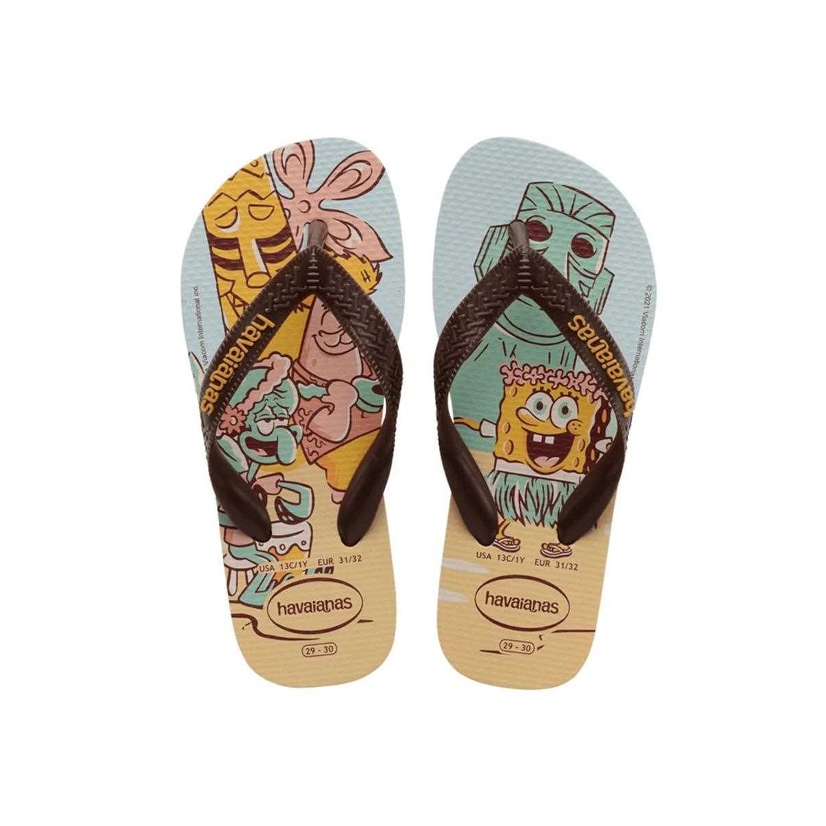 Sandália Havaianas Chinelo Kids Top Spongebob Dourado Sandália Havaianas Chinelo Kids Top Spongebob Dourado