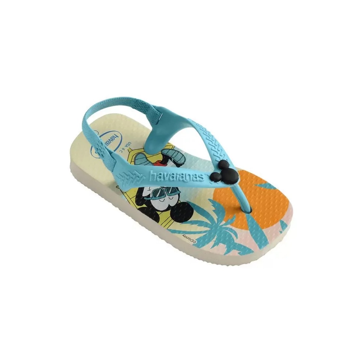 Sandália Havaianas Chinelo New Baby Disney Classic Bege Palha/Azul Sandália Havaianas Chinelo New Baby Disney Classic Bege Palha/Azul