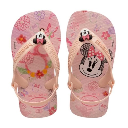 Sandalia Havaianas Chinelo New Baby Disney Classic Rosa Ballet/Rosa