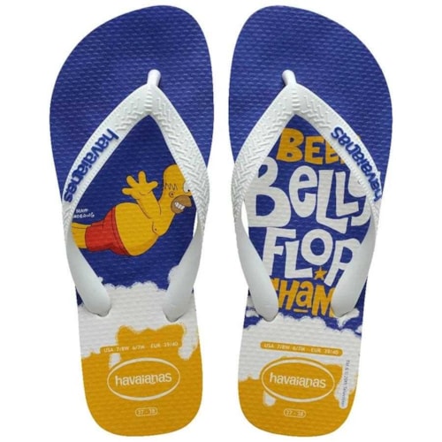 Sandalia Havaianas Chinelo Simpsons Branco/Branco/Azul