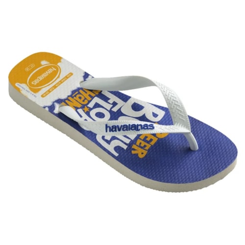 Detalhe - Sandália Havaianas Chinelo Simpsons Branco/Branco/Azul