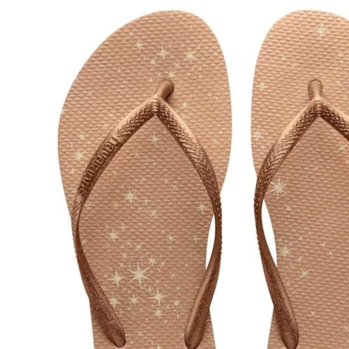 Sandalia Havaianas Chinelo Slim Gloss Bege Palha