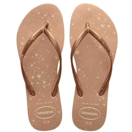 Sandalia Havaianas Chinelo Slim Gloss Bege Palha