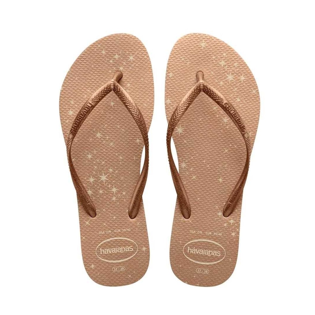 Sandália Havaianas Chinelo Slim Gloss Bege Palha Sandália Havaianas Chinelo Slim Gloss Bege Palha