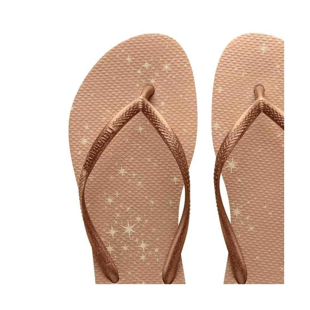 Sandália Havaianas Chinelo Slim Gloss Bege Palha Sandália Havaianas Chinelo Slim Gloss Bege Palha