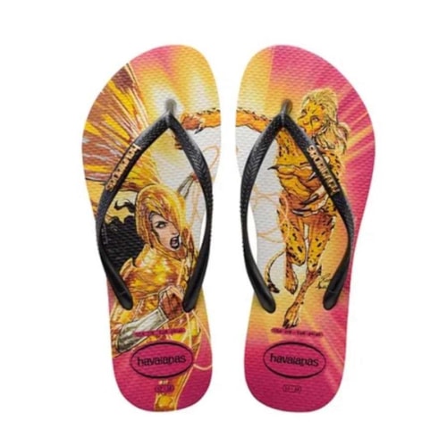 Sandália Havaianas Chinelo Slim Heroinas Bege Palha/Cinza
