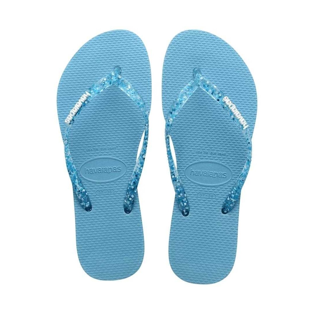 Sandália Havaianas Chinelo Slim Logo Mettalic Azul Tranquilo Sandália Havaianas Chinelo Slim Logo Mettalic Azul Tranquilo