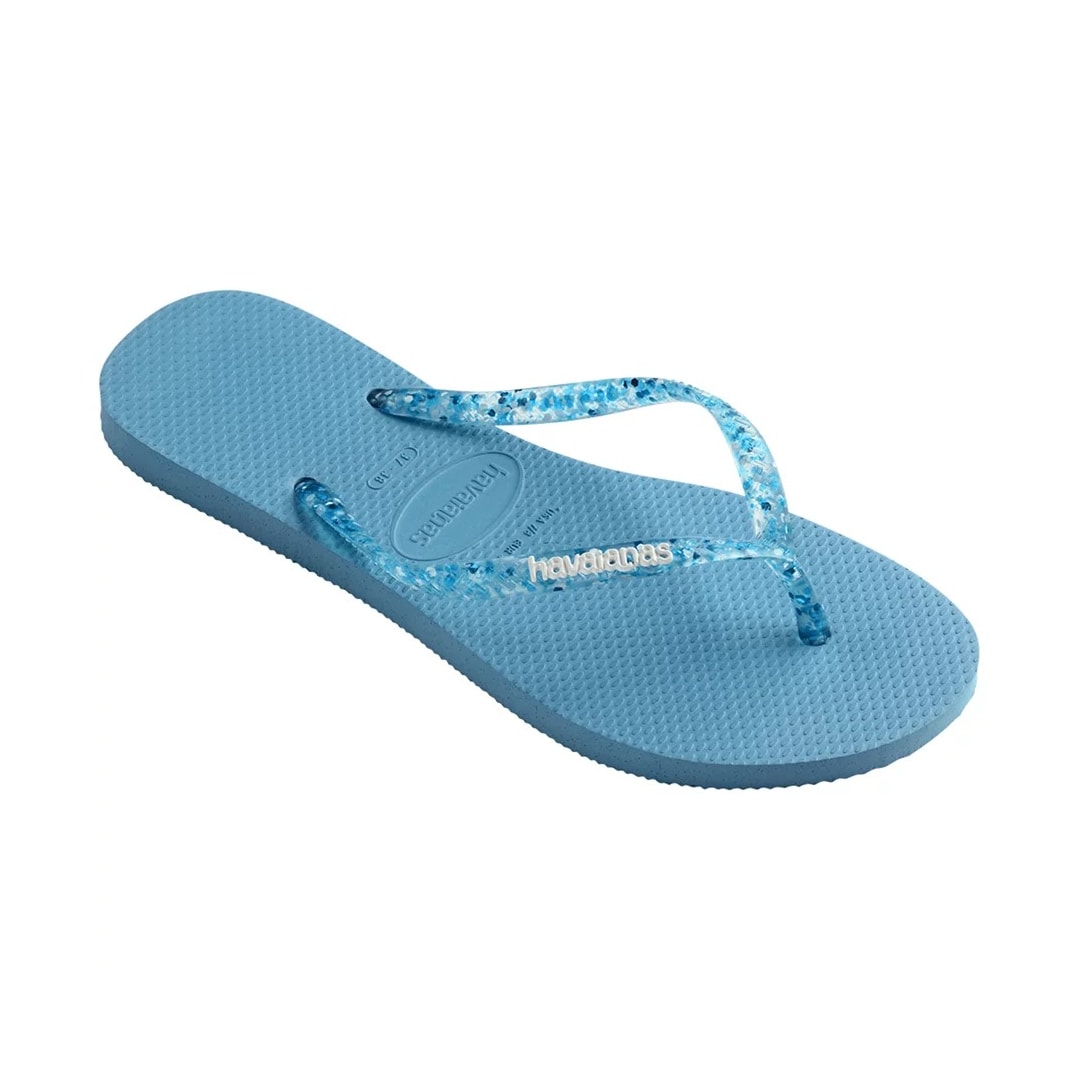 Sandália Havaianas Chinelo Slim Logo Mettalic Azul Tranquilo Sandália Havaianas Chinelo Slim Logo Mettalic Azul Tranquilo