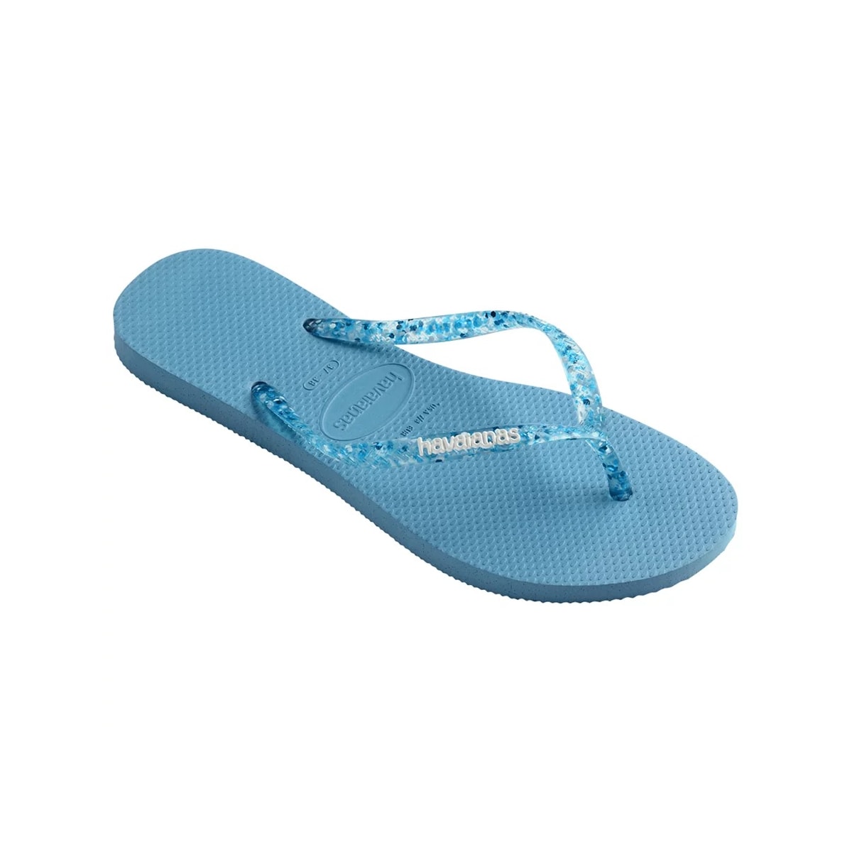 Sandália Havaianas Chinelo Slim Logo Mettalic Azul Tranquilo Sandália Havaianas Chinelo Slim Logo Mettalic Azul Tranquilo