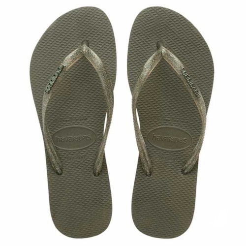 Sandalia Havaianas Chinelo Slim Logo Mettalic Musgo