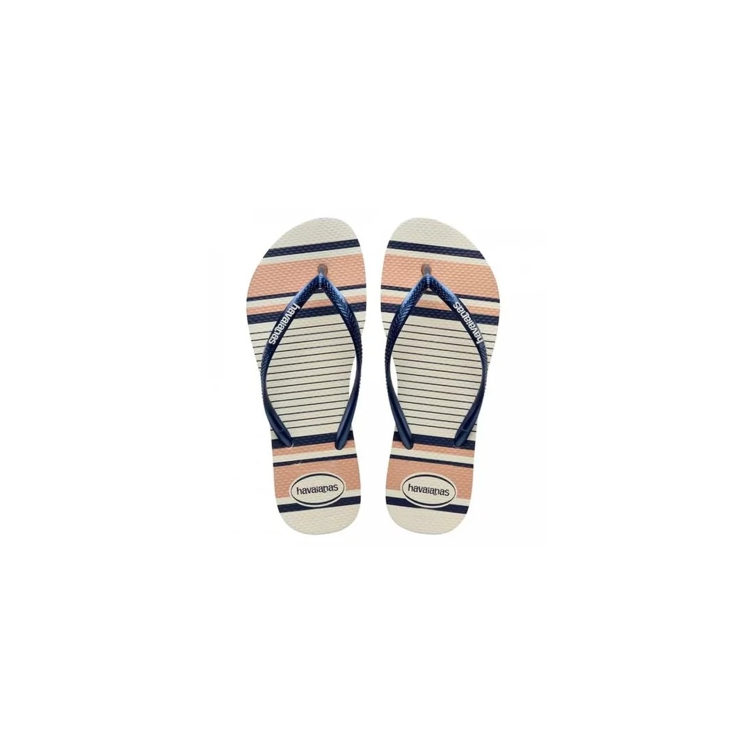 Sandália Havaianas Chinelo Slim Nautical Branco/Marinho