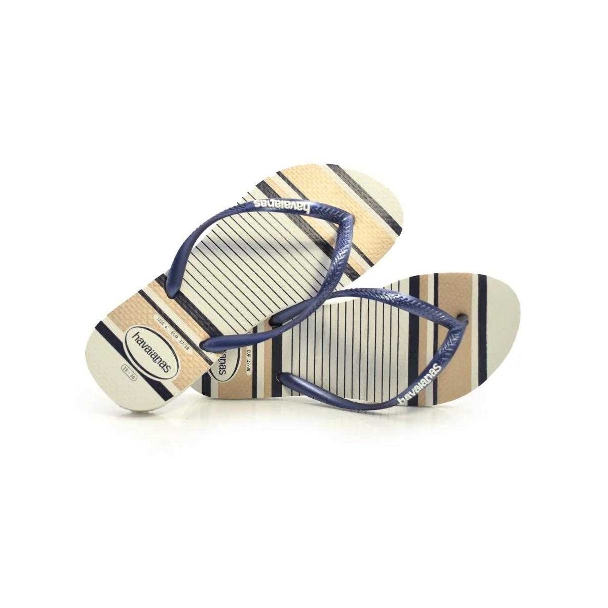 Sandália Havaianas Chinelo Slim Nautical Branco/Marinho