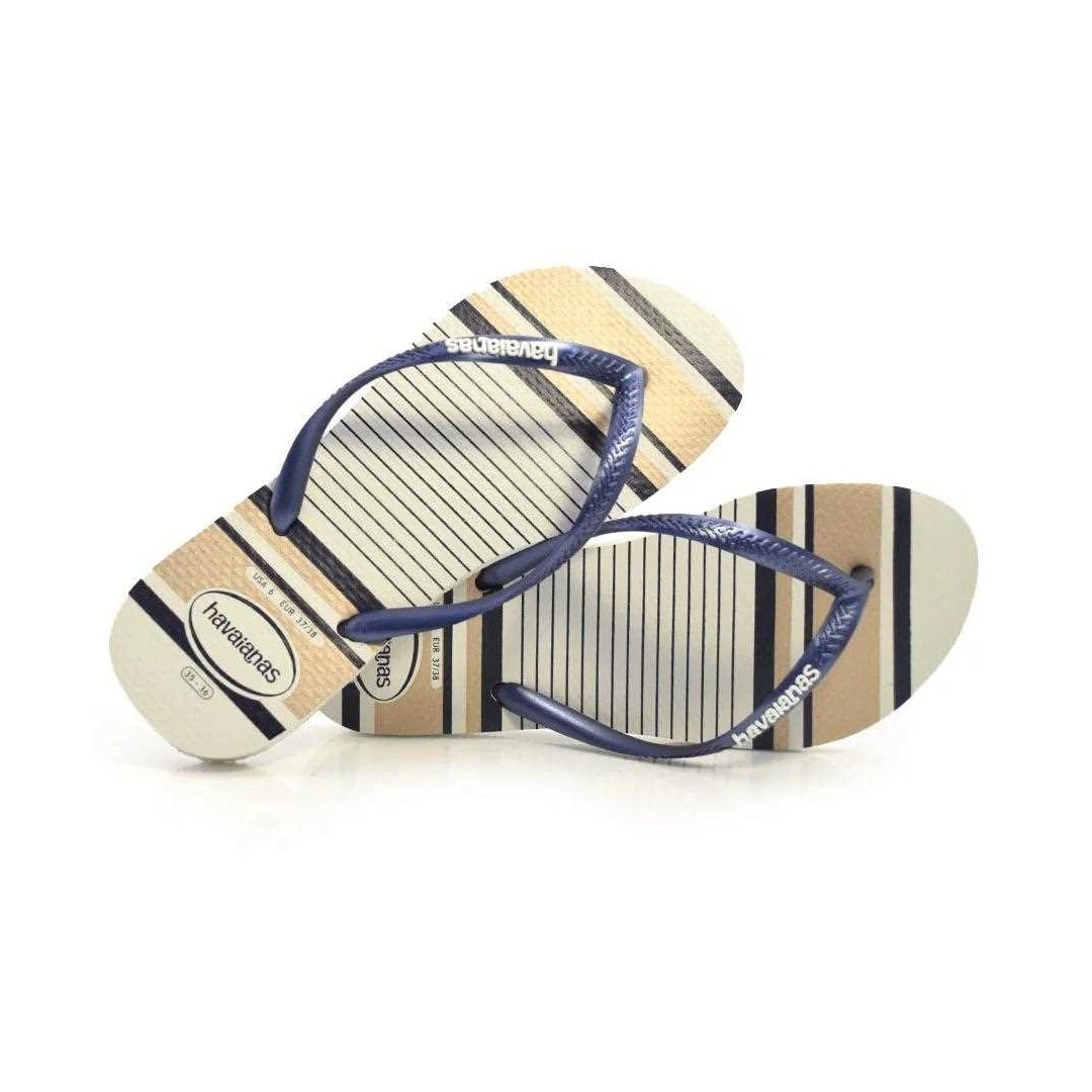Sandália Havaianas Chinelo Slim Nautical Branco/Marinho Sandália Havaianas Chinelo Slim Nautical Branco/Marinho