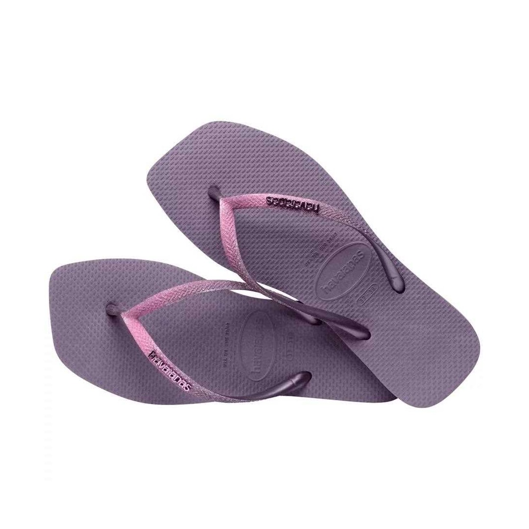 Sandália Havaianas Chinelo Slim Square Glitter Malva