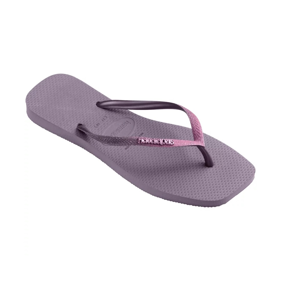 Sandália Havaianas Chinelo Slim Square Glitter Malva Sandália Havaianas Chinelo Slim Square Glitter Malva