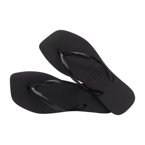 Detalhe - Sandália Havaianas Chinelo Slim Square Preto