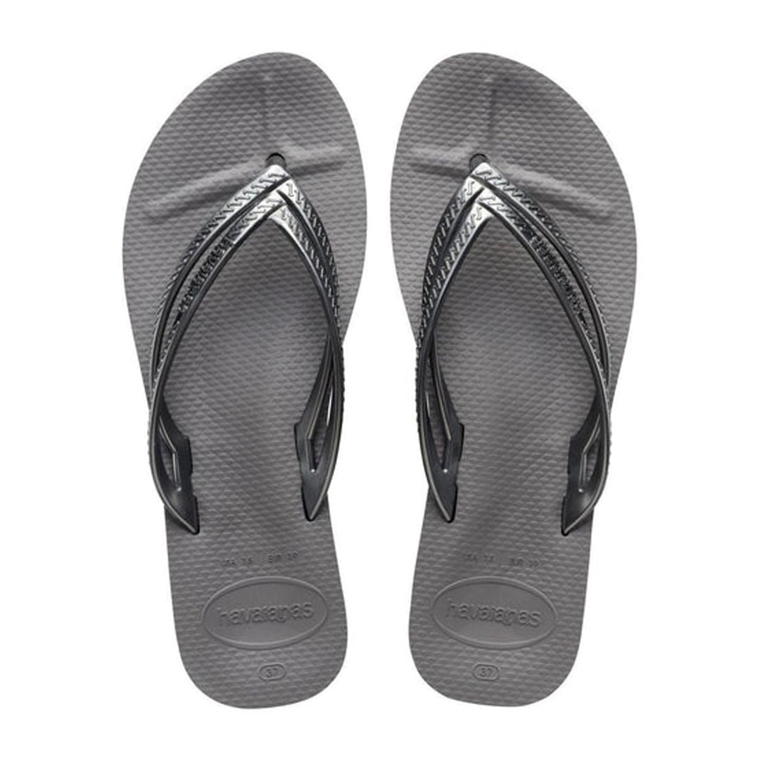 Sandália Havaianas Chinelo Slim Wedges Cinza Aço/Cinza Aço Sandália Havaianas Chinelo Slim Wedges Cinza Aço/Cinza Aço