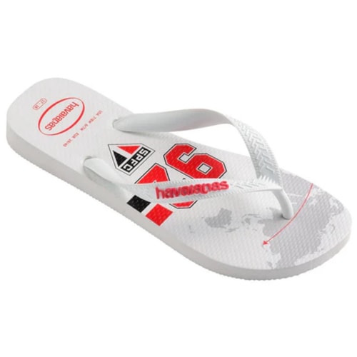 Detalhe - Sandália Havaianas Chinelo Times Sao Paulo Branco