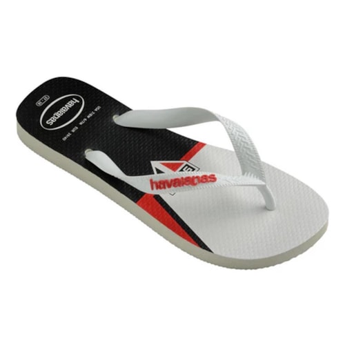 Detalhe - Sandália Havaianas Chinelo Times São Paulo Branco